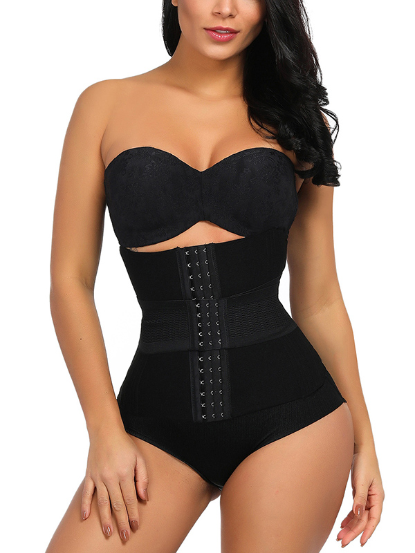 Black 16 Steel Boned Waist Trainer