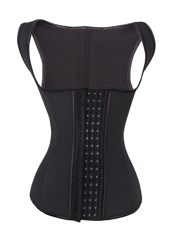 Black 4 Hooks Latex Thermal Waist Cincher Vest