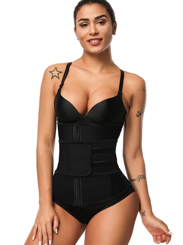 Black Latex 7 Steel Boned Waist Trainer