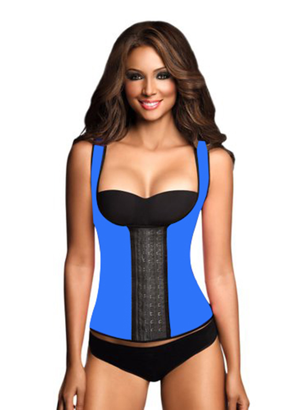 Blue Hook Eyes Latex Waist Trainer Vest