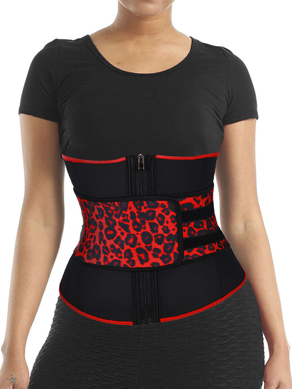 Leopard 7 Steel Boned Latex Waist Trainer