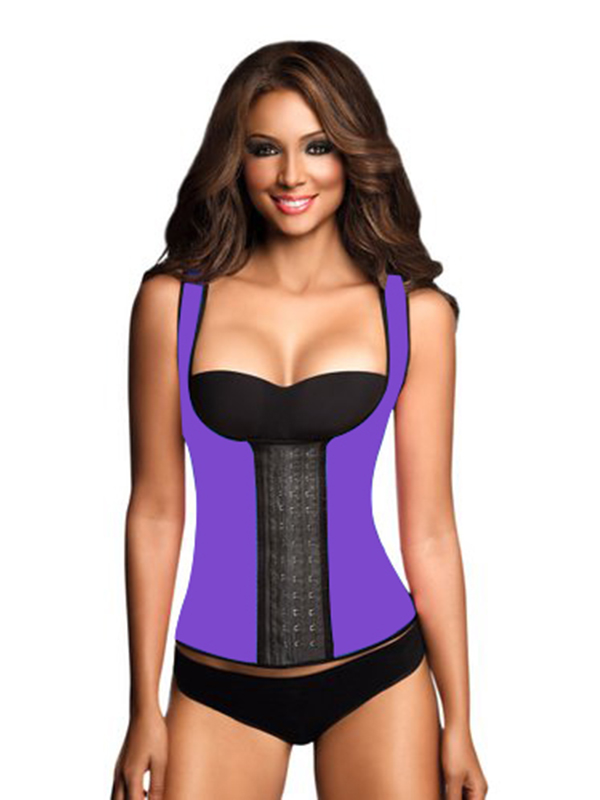 Purple Latex Waist Training Steel Boned Corsets