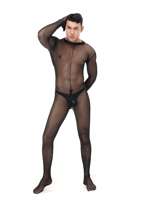 Sexy Men Transparent Lingerie Jumpsuit