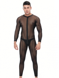 Men Transparent Sexy Mesh Jumpsuit