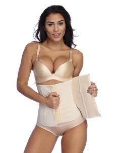 White 6 Steel Nude Zip Layers Waist Trainer