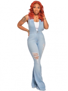 Women Jeans Sleeveless Jumpsuit