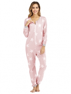 Women Sleep Wear Pink Jumpsuit