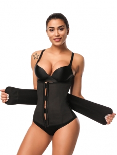 Zipper Hook Black Latex Waist Shaper