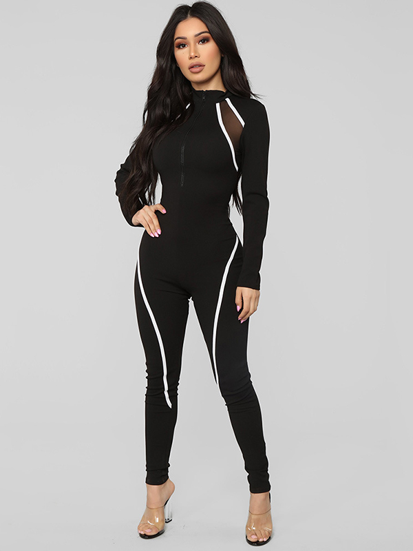 Black Women Long Sleeve Jumpsuit