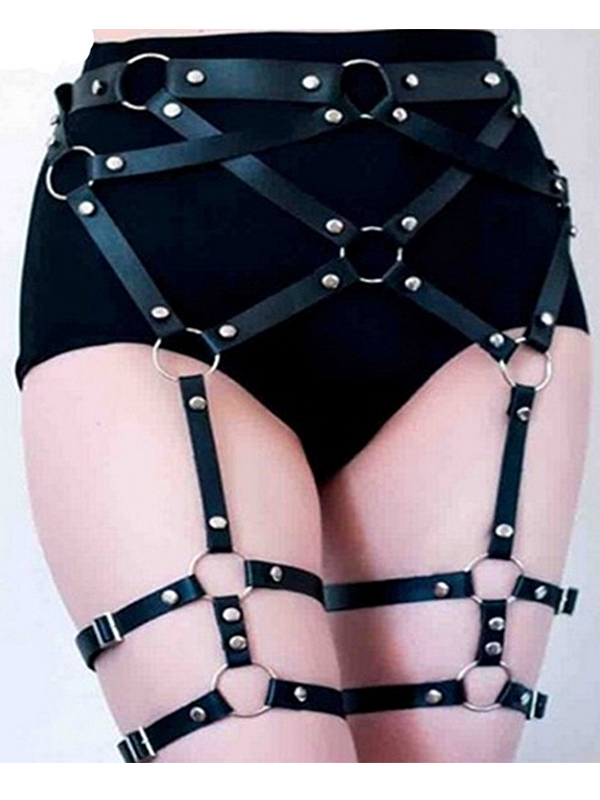 Pu Leather Harness Belt Set