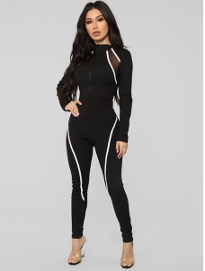 Black Women Long Sleeve Jumpsuit