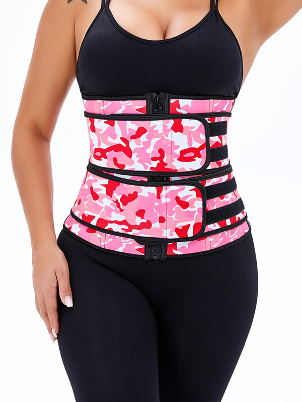 Pink Sticker Latex Double-Belt Waist Trainer