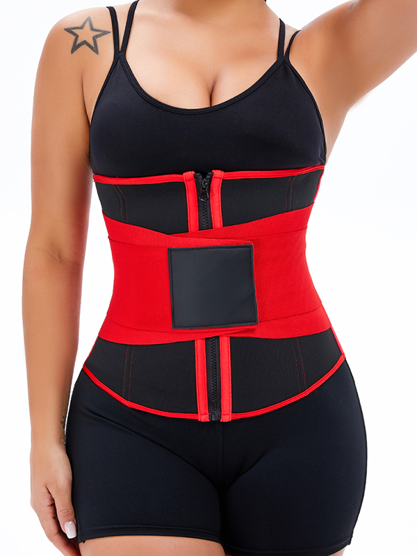 Red Strapped Hook Eyes Postpartum Body Shaper