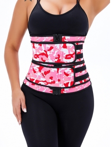 Pink Sticker Latex Double-Belt Waist Trainer