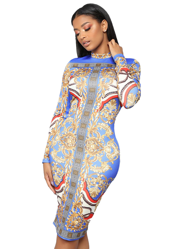 Women Long Sleeve Midi Dress