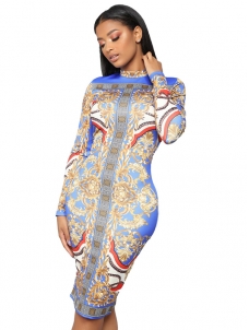 Women Long Sleeve Midi Dress