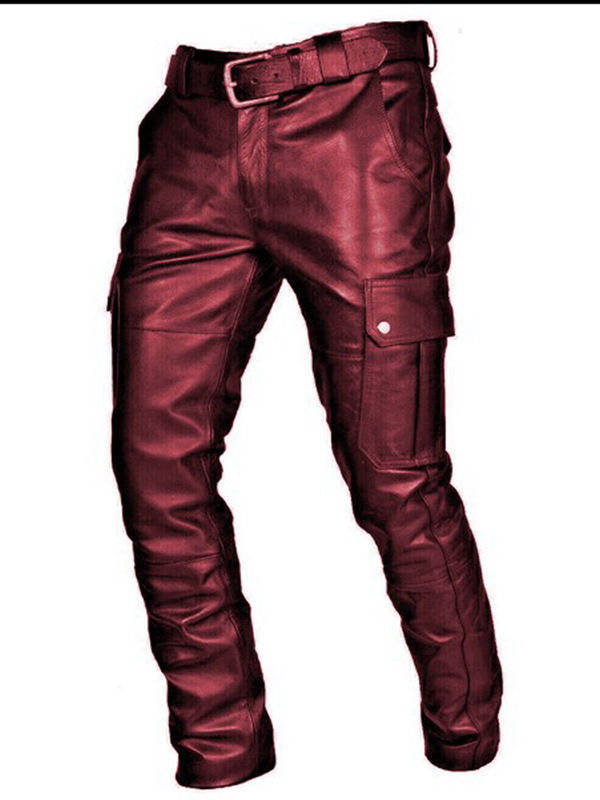 Men Faux Leather Punk Trousers