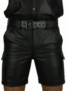 Men Faux Leather Punk Short Trousers