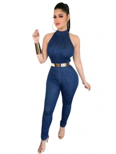 Women Sleeveless Halter Jumpsuit