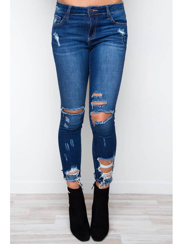 Women Fashion Blue Denim Trousers