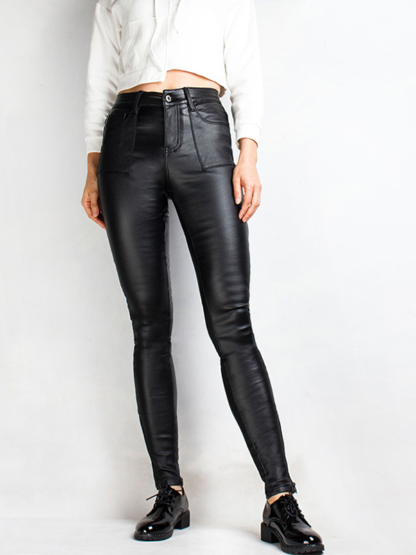 Women High Waist Vinyl Long Pant