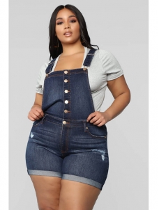 Plus Size Women Fashion Denim Romper