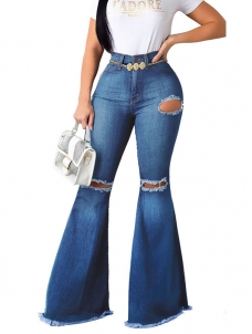 Women Fashion Long Denim Trousers