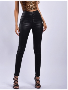 Women High Waist Vinyl Long Pant