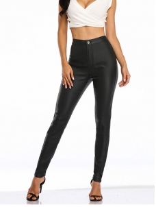 Women High Waist Vinyl Long Pant