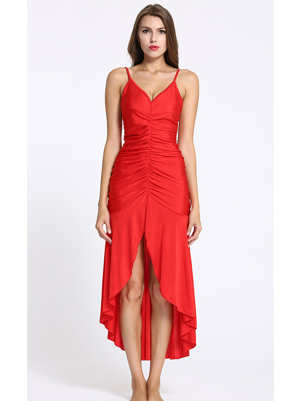 Lace Up Halter Ruffles Evening Dress