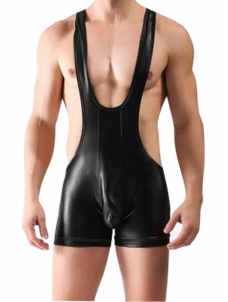 Black Leather Men Sexy Lingerie