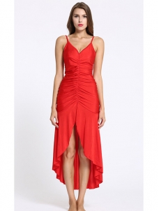 Lace Up Halter Ruffles Evening Dress