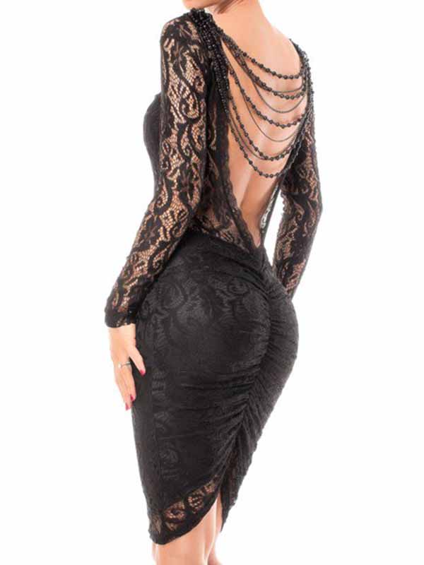 Black Lace Dress With Jewelry On Back