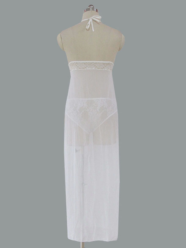 Halter Lace -up White Gown