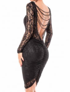 Black Lace Dress With Jewelry On Back