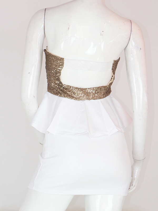 Sequins Strapless Dress White