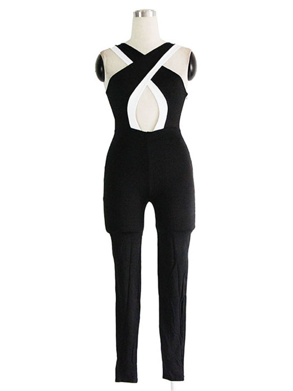 Sexy Black Onesies Bodycon Jumpsuits