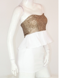 Sequins Strapless Dress White