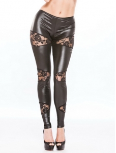 Women Vinly Lace Legging Trousers