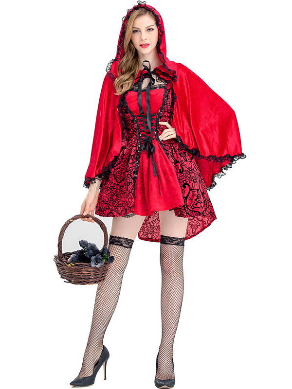 Women Little Red Riding Hood Costume (including fancy dress, head-covering)