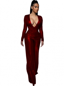 Women Deep V Neck Jumpsuit