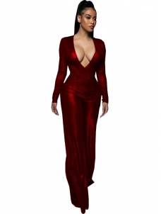 Women Deep V Neck Jumpsuit