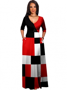 Women Deep V Neck Maxi Dress