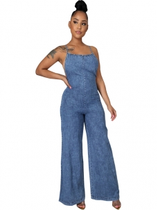 Women Sleeveless Jeans Jumpsuit