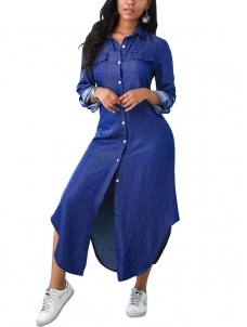 Women Jeans Long Sleeve Maxi Dress