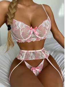 Women Sexy Lace Transparent Bra Lingerie Set