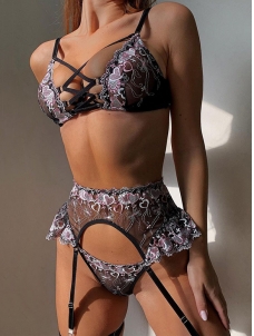 Women Sexy Lace Transparent Bra Lingerie Set