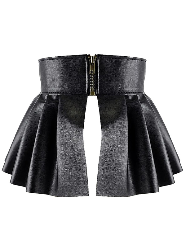 Womens Sexy Mini Skirts Ladies Femem Faux Leather Pleated Side Split Embellished Studded Skirt for Evening Parties Clubw