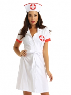 Erotic Halloween Fancy Cosplay Costumes Women Naughty Lingerie Sexy Nurse Dress with Belt Hat Uniform Outfit Party Kinky