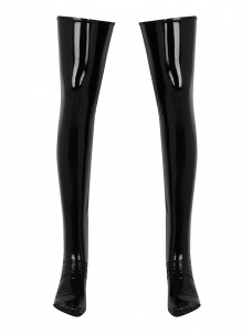 Sexy Stockings Mens Latex Long Sock Anti-Skid Soft Wetlook PVC Leather Thigh High Footed Stockings Hot Club Wear Exotic 